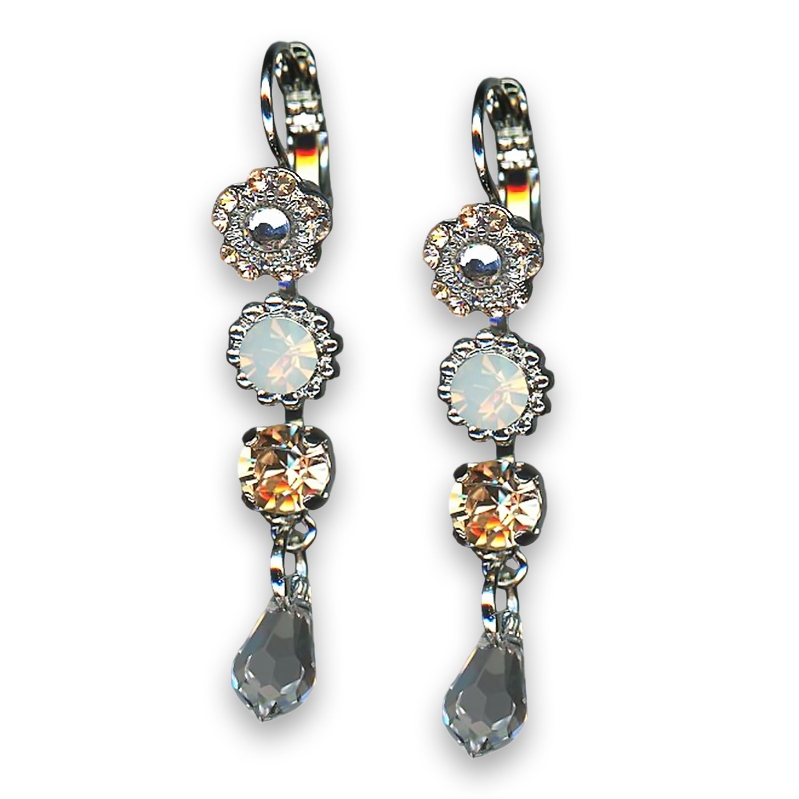 E-1320-1160-RO6 (1) Earrings by Mariana Woman Sophisticated Champagne and Clear Swarovski Crystals - Image 1