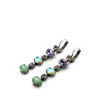 Earrings By Mariana Woman Charming Drop Green and Violet Swarovski Crystals - Image 2