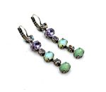 Earrings By Mariana Woman Charming Drop Green and Violet Swarovski Crystals - Image 3