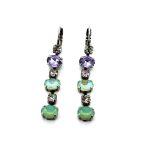 Earrings By Mariana Woman Charming Drop Green and Violet Swarovski Crystals