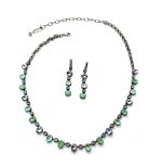 Jewelry Set By Mariana Woman Necklace and Earrings Green Swarovski Crystals - Image 3