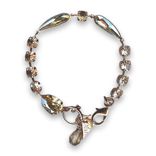 Bracelet by Mariana Woman Elegant Silk and Golden Swarovski Crystals