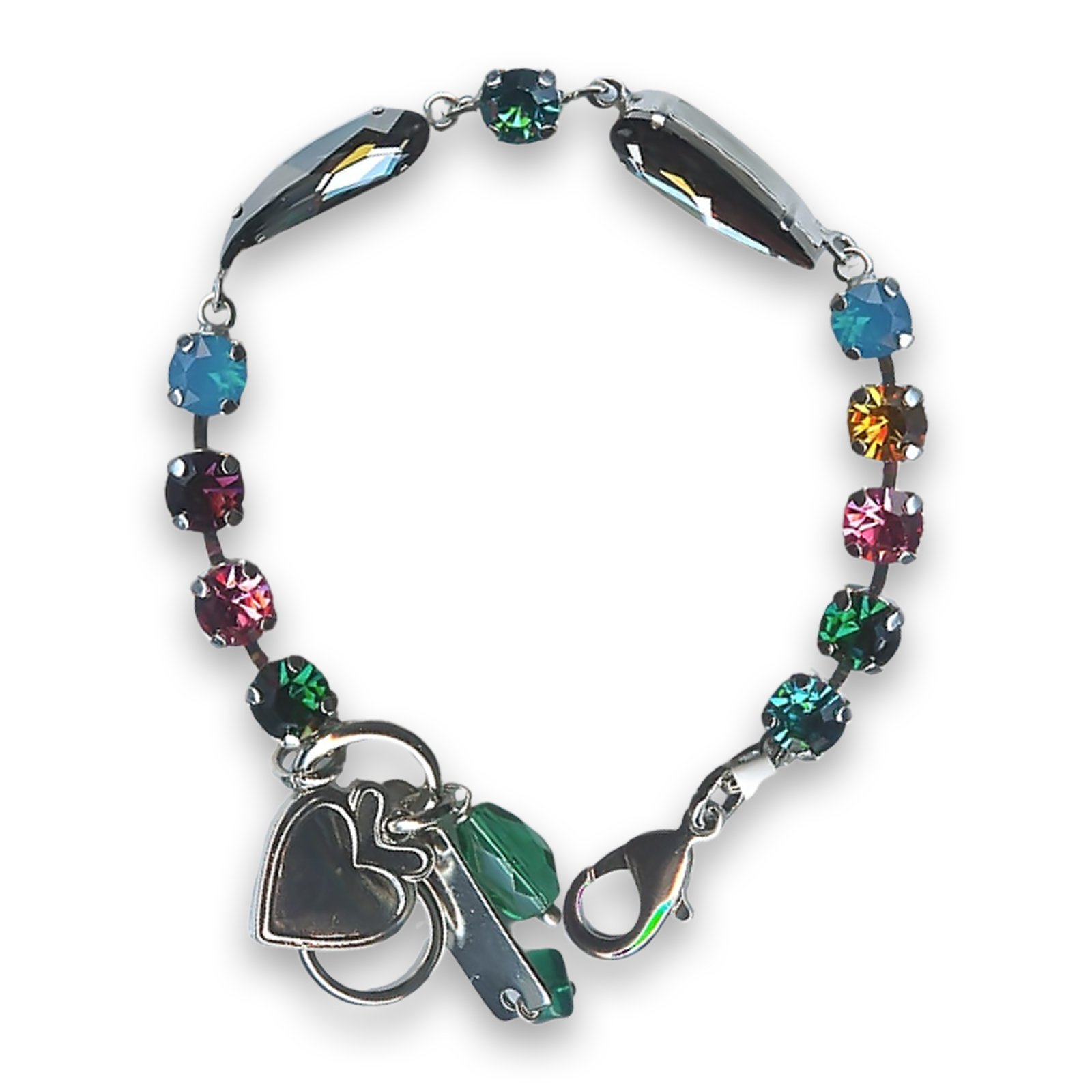 B-4030-5-1086-SP (1) Bracelet by Mariana Woman Lustrous Emerald and Black Diamond Swarovski Crystals - Image 1