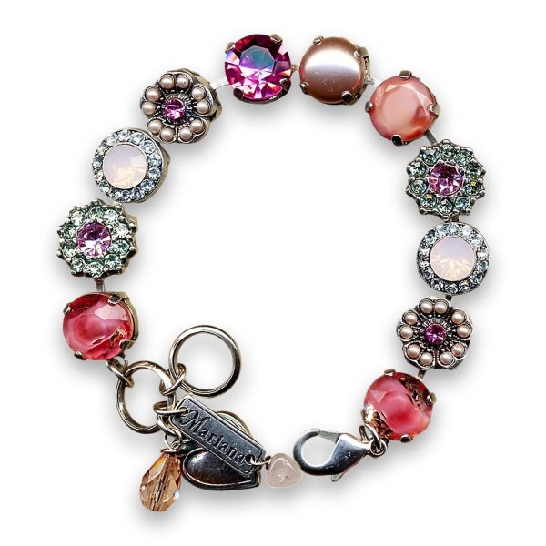 Bracelet by Mariana Woman Lovely Rose and Pearl Swarovski Crystals