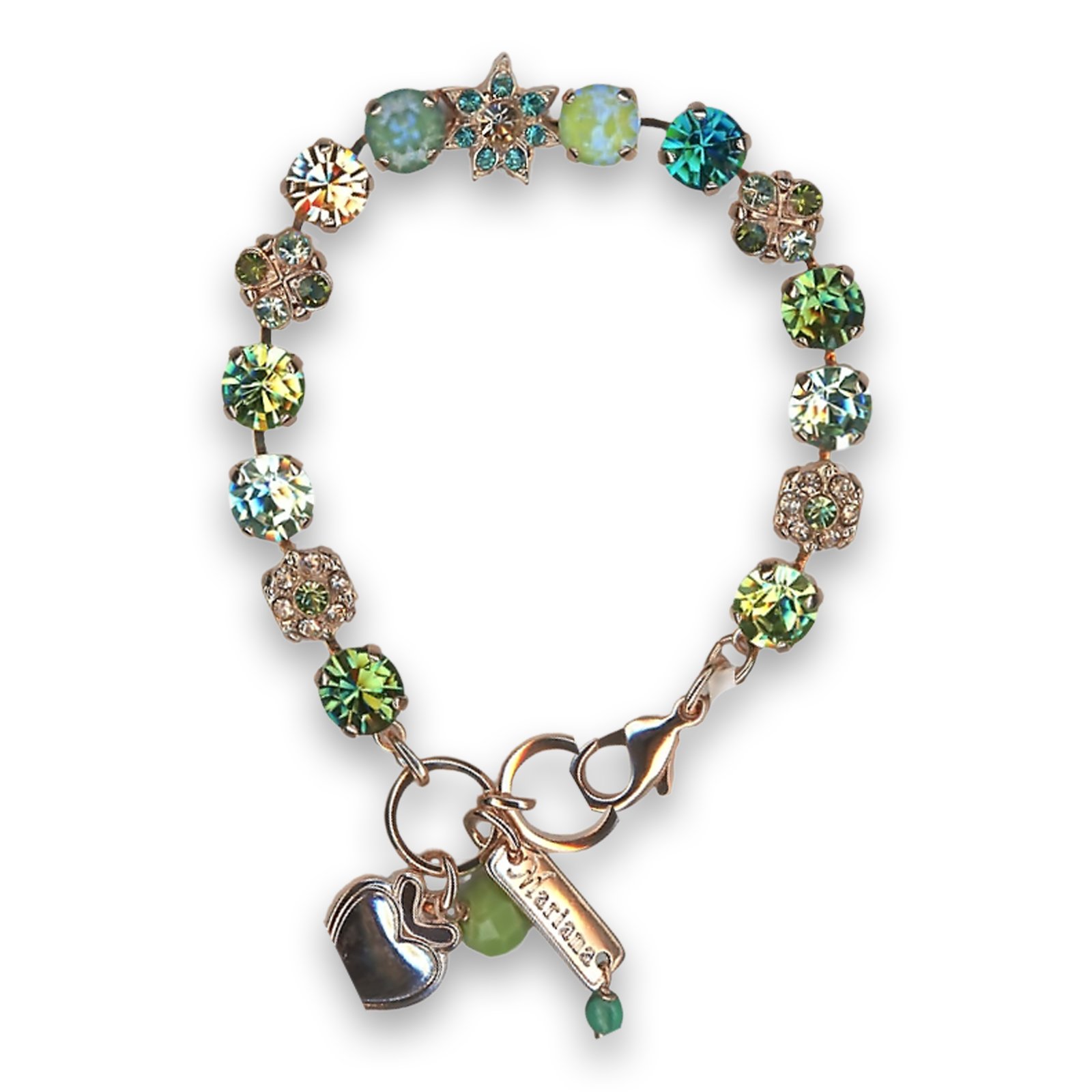 B-4252-2-4004-RG (1) Bracelet by Mariana Woman Beautiful Peridot and Blue Zircon Swarovski Crystals - Image 1