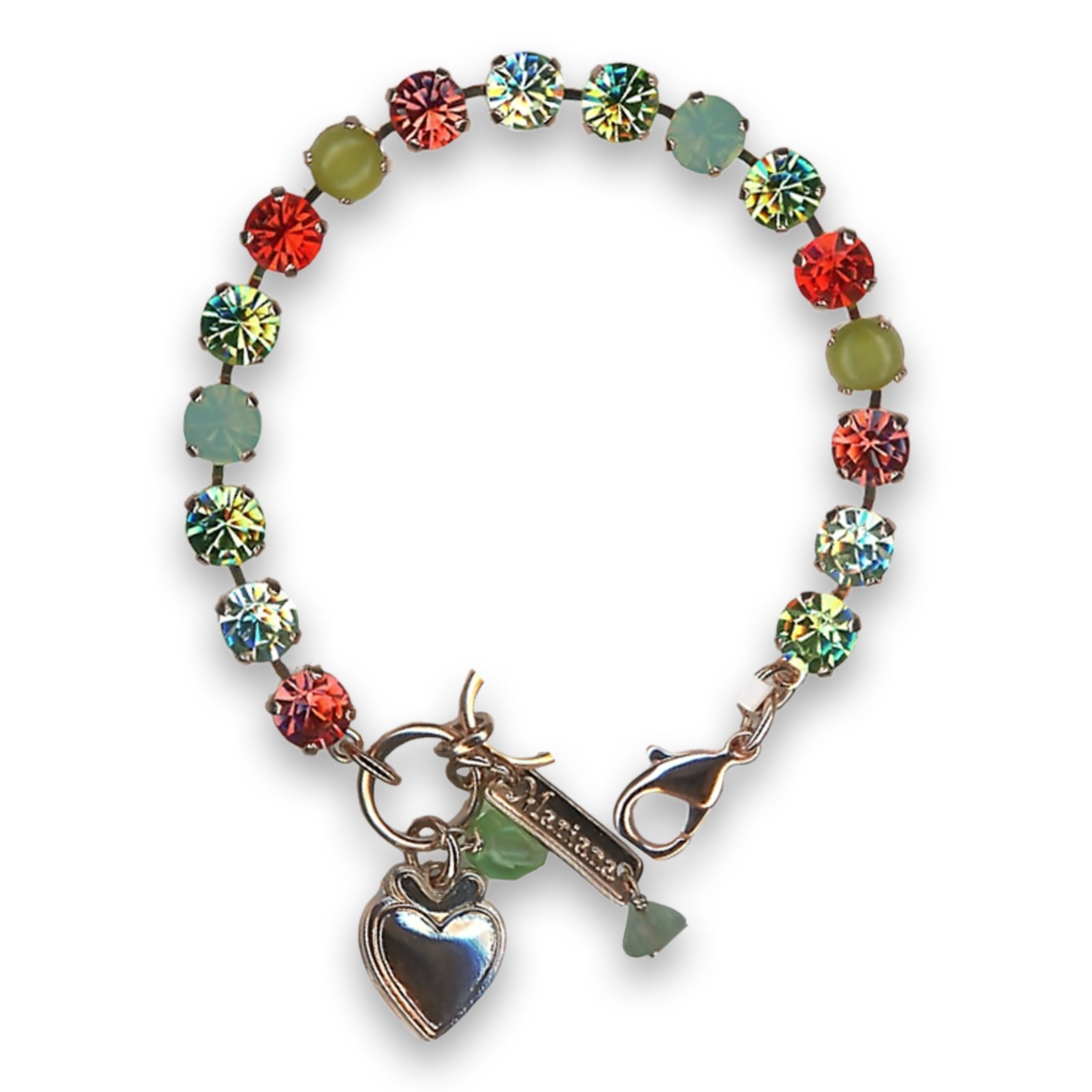 B-4435-1052-RG (1) Bracelet by Mariana Woman Stunning Padparadscha and Green Swarovski Crystals - Image 1