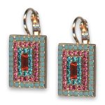 Earrings by Mariana Woman Beautiful Rose and Turquoise Swarovski Crystals - Image 2