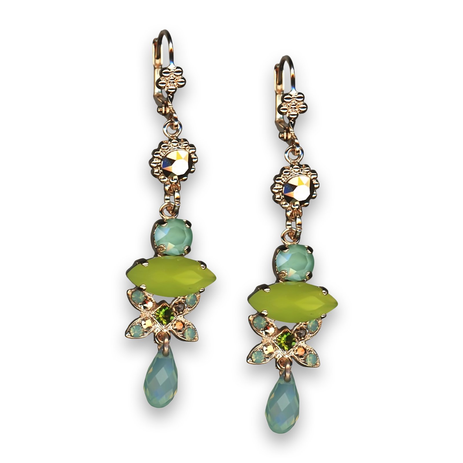 E-1001-1113-RG6 (1) Earrings by Mariana Woman Dangling Aurum and Opal Swarovski Crystals - Image 1