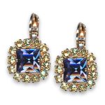 Earrings by Mariana Woman Precious Tanzanite and Lemon Swarovski Crystals