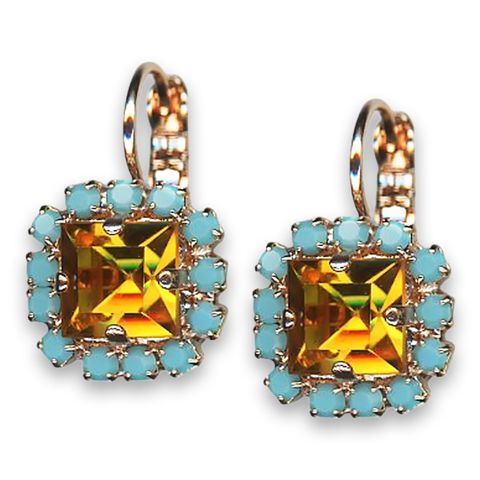 E-1002-3-1151-RG6 (1) Earrings by Mariana Woman Exquisite Topaz and Turquoise Swarovski Crystals - Image 1