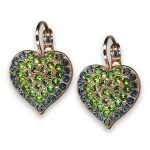 Earrings by Mariana Woman Heart Shaped Green and Blue Swarovski Crystals