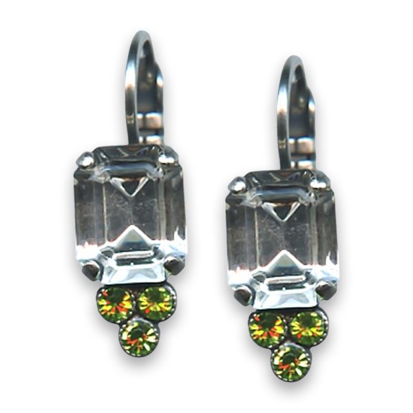 Earrings by Mariana Woman Ethereal Clear and Peridot Swarovski Crystals