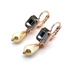 Earrings By Mariana Woman Elegant Drop Jet and Pearl Swarovski Crystals
