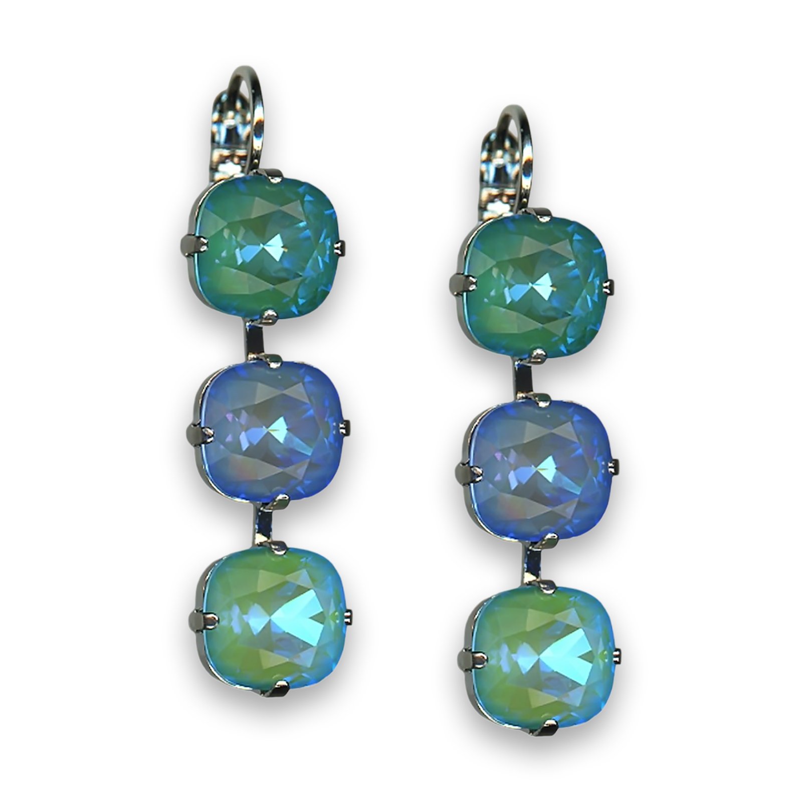 E-1326-15-140-4-RO6 (1) Earrings by Mariana Woman Triple Cushion-Cut Sun Kissed Swarovski Crystals - Image 1