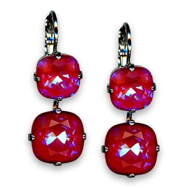 Earrings by Mariana Woman Glamorous Raspberry Delite Swarovski Crystals