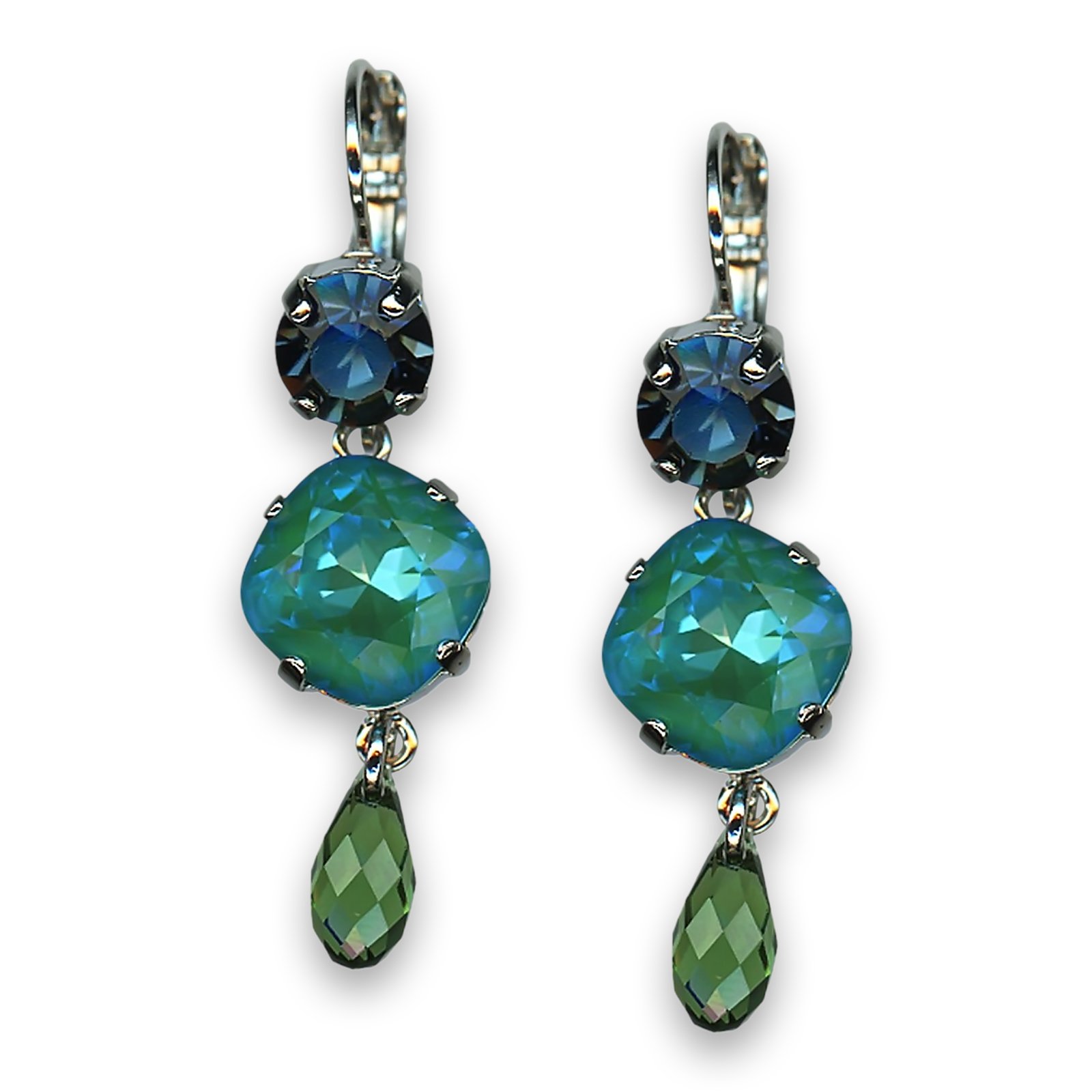 E-1326-9-1133-SP6 (1) Earrings by Mariana Woman Dangling Blue and Green Swarovski Crystals - Image 1