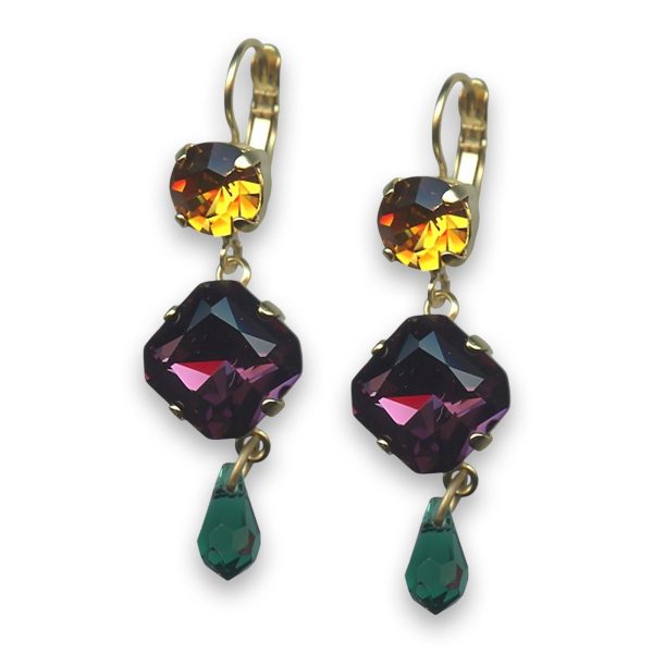 Earrings by Mariana Woman Stunning Amethyst and Topaz Swarovski Crystals