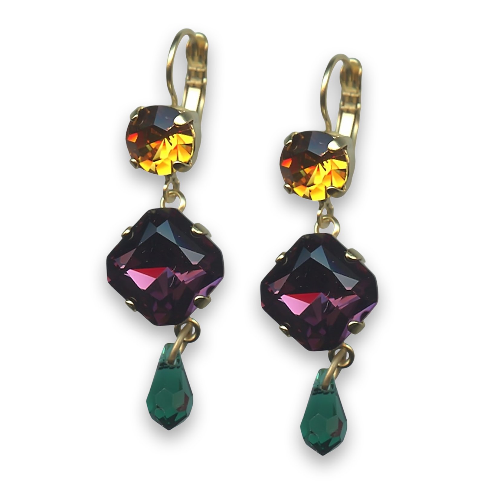 E-1326-9-2223-YG6 (1) Earrings by Mariana Woman Stunning Amethyst and Topaz Swarovski Crystals - Image 1