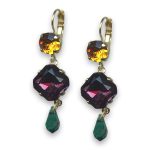 Earrings by Mariana Woman Stunning Amethyst and Topaz Swarovski Crystals - Image 2