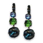 Earrings by Mariana Woman Triple Blue and Green Swarovski Crystals - Image 3