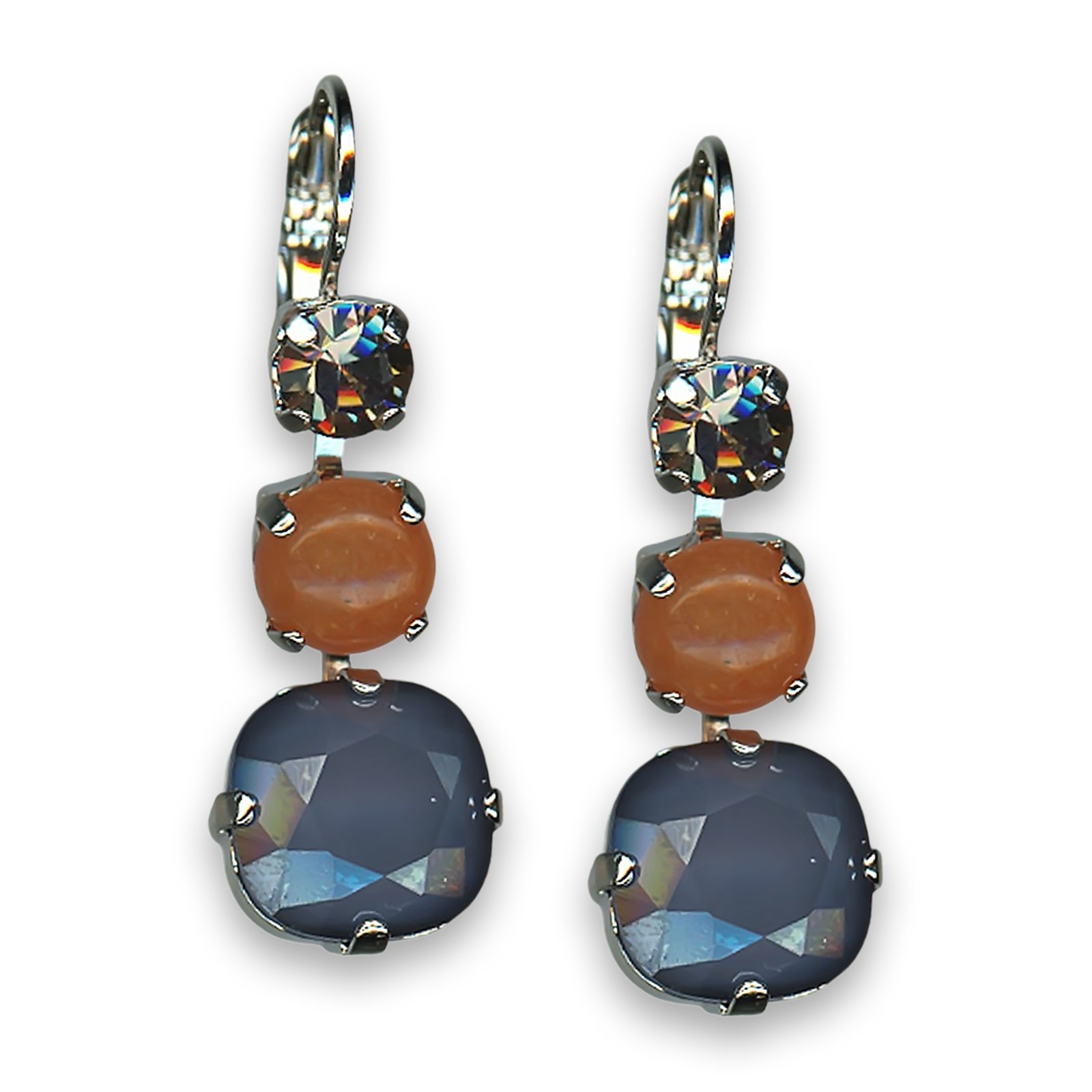 E-1342-M35-3-RO6 (1) Earrings by Mariana Woman Alluring Aventurine Mineral and Grey Swarovski Crystals - Image 1