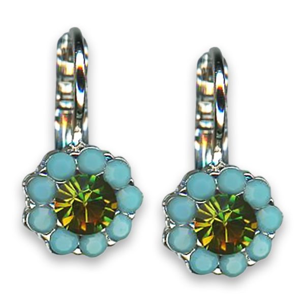 Earrings by Mariana Woman Charming Floral Turquoise Swarovski Crystals