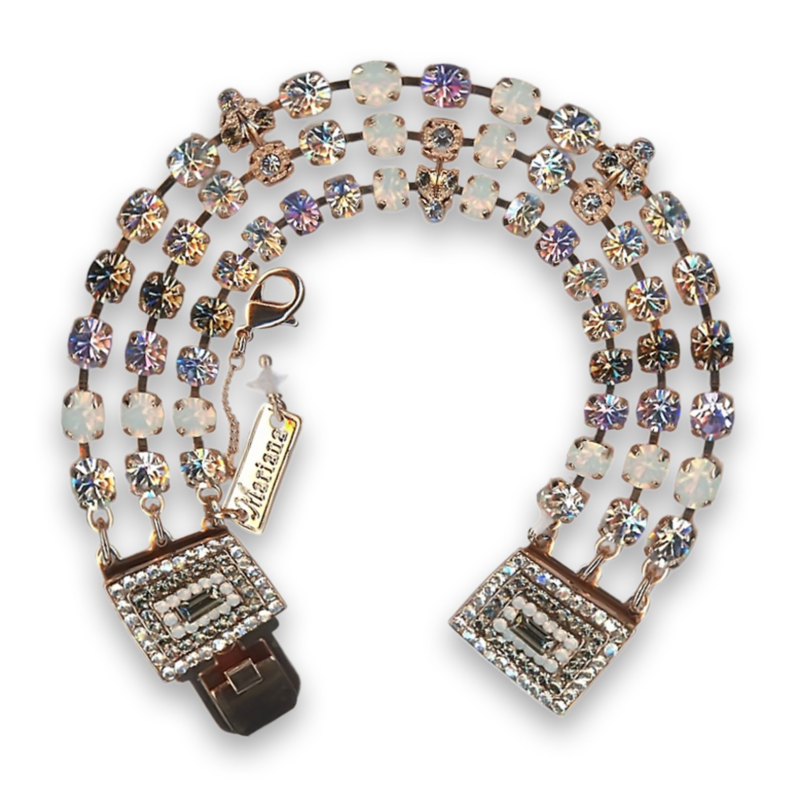 B-4000-3-1154-RG (1) Bracelet by Mariana Woman Elegant Black Diamond and Opal Swarovski Crystals - Image 1