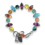 Bracelet by Mariana Woman Beautiful Turquoise Mineral and Multi Colored Swarovski Crystals - Image 3