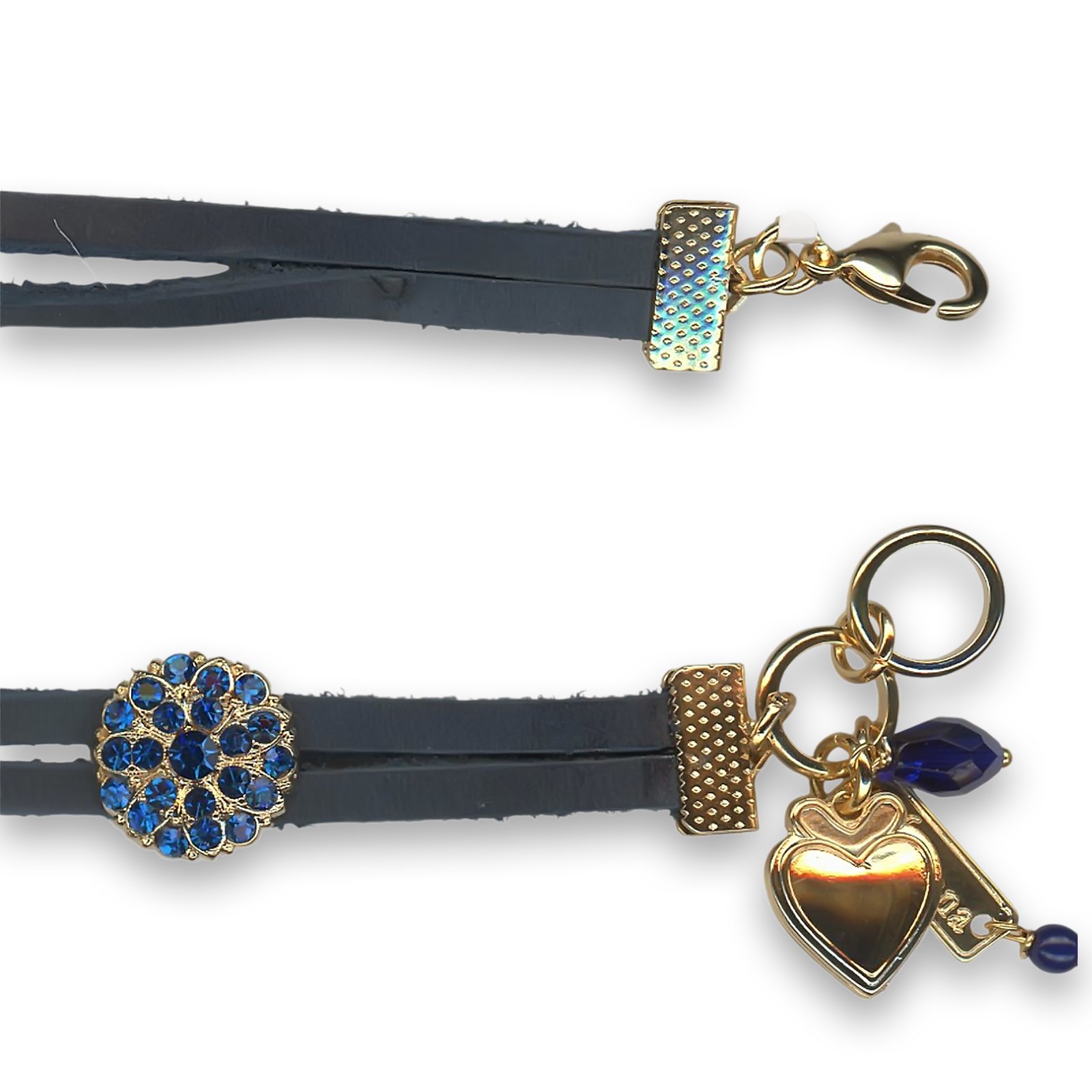 B-4212-1-243243-YG (1) Bracelet by Mariana Woman Fashionable Leather Wrap Capri Blue Swarovski Crystals - Image 1