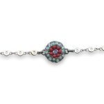 Bracelet by Mariana Woman Floral Turquoise and Coral Swarovski Crystals - Image 3