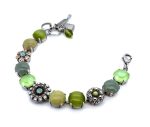 Bracelet By Mariana Woman Adorable Green Quartz Mineral and Opal Swarovski Crystals
