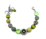 Bracelet By Mariana Woman Adorable Green Quartz Mineral and Opal Swarovski Crystals - Image 2