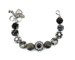 Bracelet By Mariana Woman Glamorous Obsidian Mineral and Jet Swarovski Crystals