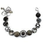 Bracelet By Mariana Woman Glamorous Obsidian Mineral and Jet Swarovski Crystals