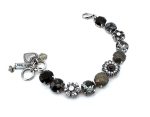 Bracelet By Mariana Woman Glamorous Obsidian Mineral and Jet Swarovski Crystals - Image 3