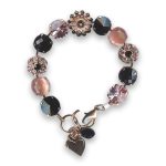 Bracelet by Mariana Woman Sophisticated Rose Quartz and Jet Swarovski Crystals - Image 3