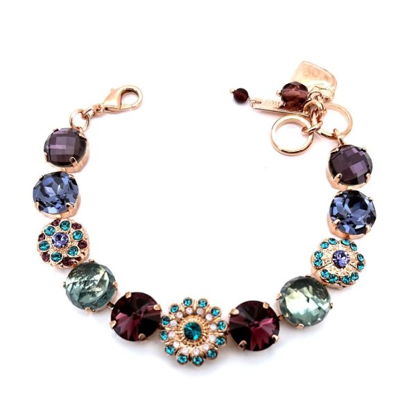 Bracelet by Mariana Woman Elegant Amethyst Mineral and Tanzanite Swarovski Crystals