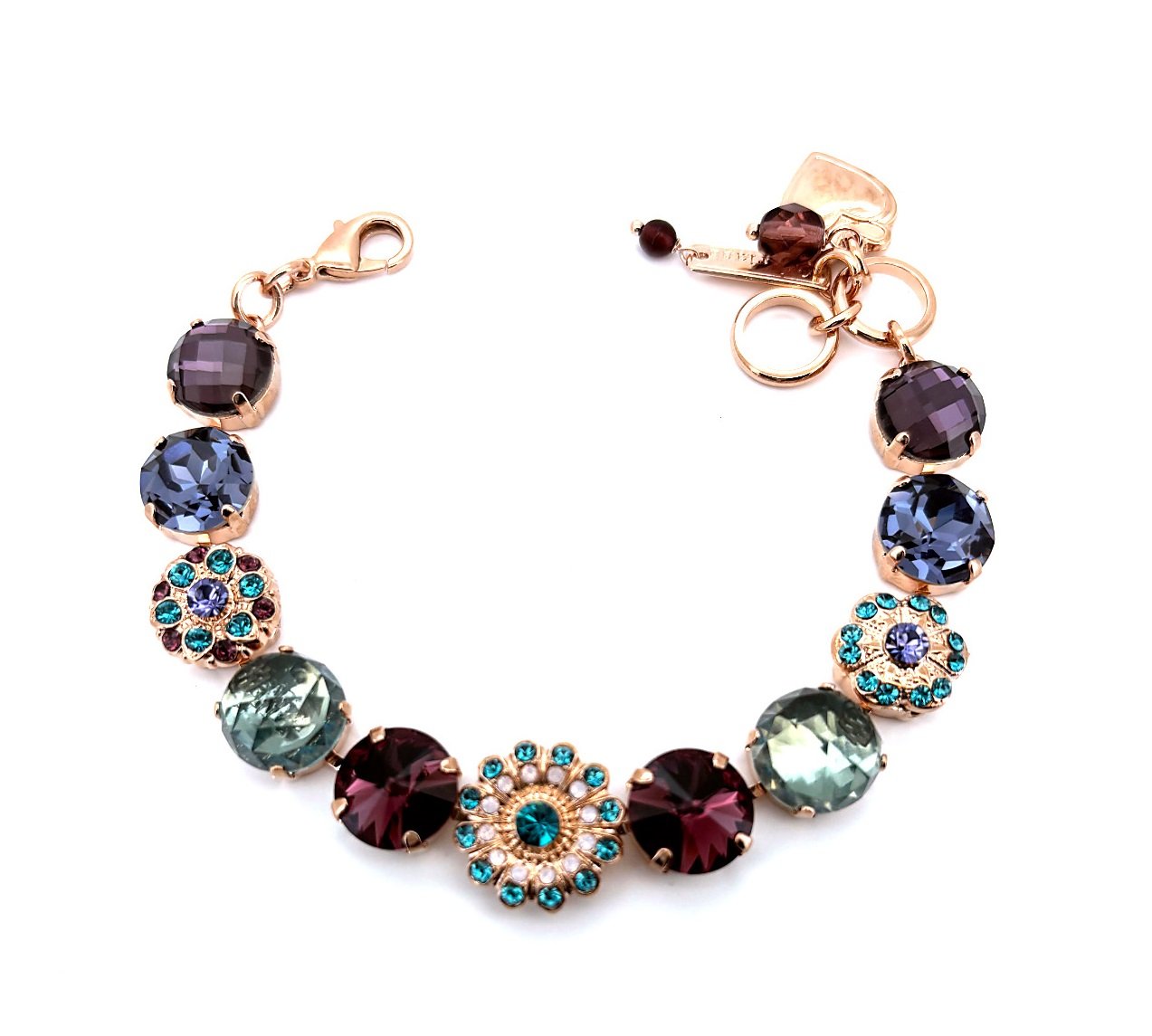 B-4246-3-M2139-RG (1) Bracelet by Mariana Woman Elegant Amethyst Mineral and Tanzanite Swarovski Crystals - Image 1