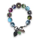 Bracelet by Mariana Woman Precious Turquoise Mineral and Olivine Swarovski Crystals