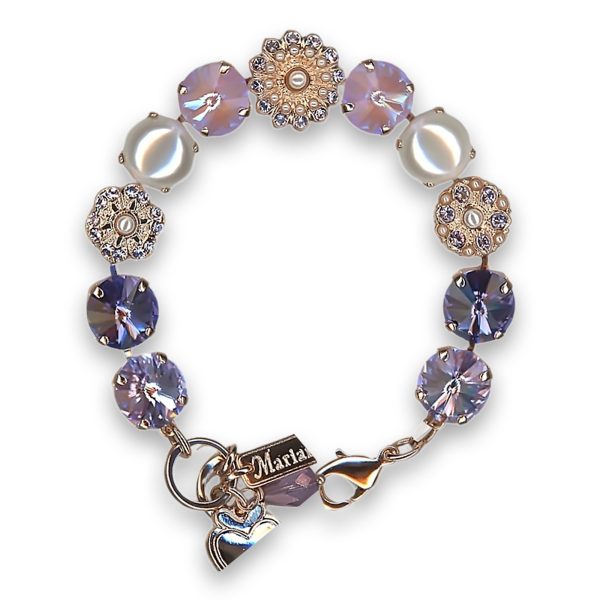 Bracelet by Mariana Woman Lovely Pearl Mineral and Violet Swarovski Crystals