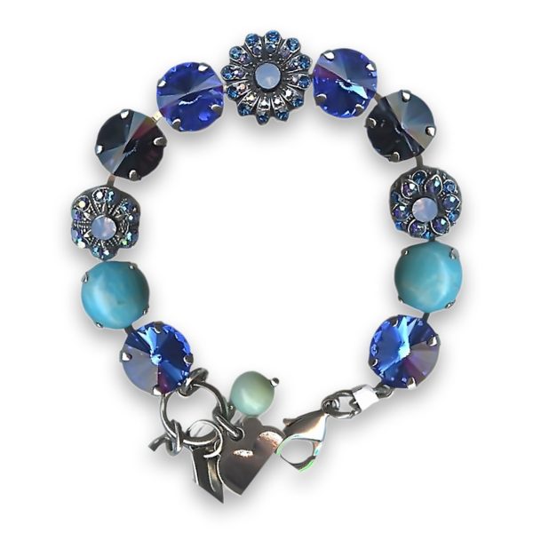 Bracelet by Mariana Woman Exquisite Turquoise Mineral and Sapphire Swarovski Crystals