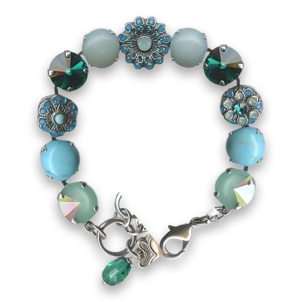 Bracelet by Mariana Woman Opulent Turquoise Mineral and Emerald Swarovski Crystals