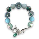 Bracelet by Mariana Woman Opulent Turquoise Mineral and Emerald Swarovski Crystals - Image 2