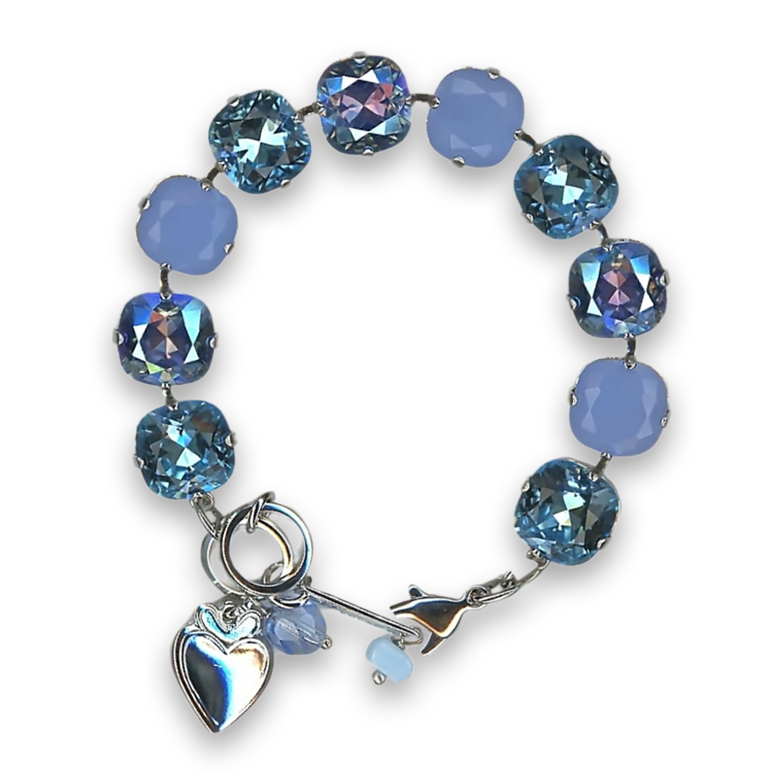 B-4326-2-1343-RO (1) Bracelet by Mariana Woman Luxurious Aqua Blue Swarovski Crystals - Image 1