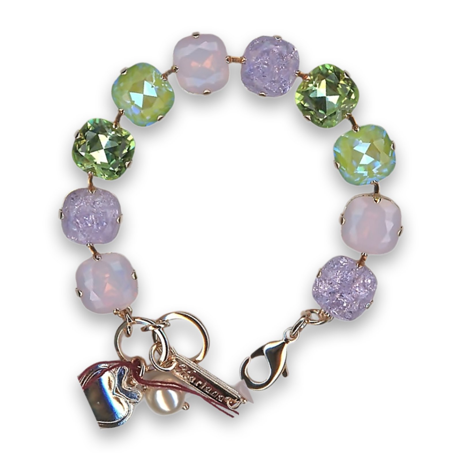 B-4326-2-1515-RG (2) Bracelet by Mariana Woman Lovely Peridot and Violet Swarovski Crystals - Image 1