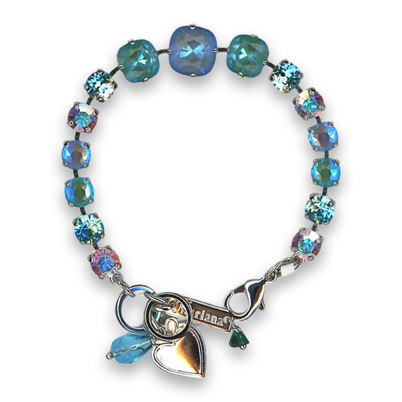 B-4326-3-140-4-RO (1) Bracelet by Mariana Woman Lustrous Aqua Swarovski Crystals - Image 1