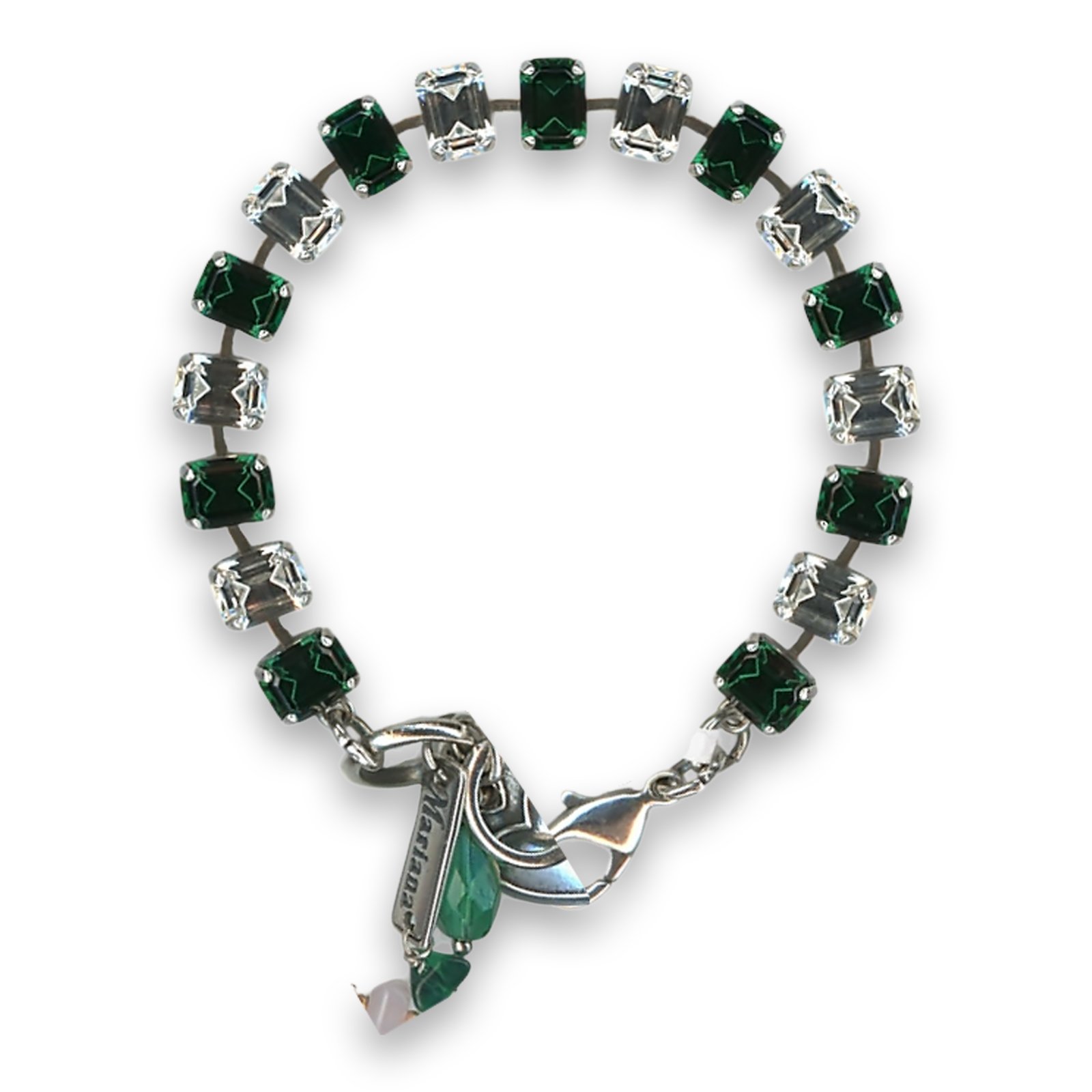 B-4431-1-205001-SP (1) Bracelet by Mariana Woman Charming Emerald and Clear Swarovski Crystals - Image 1