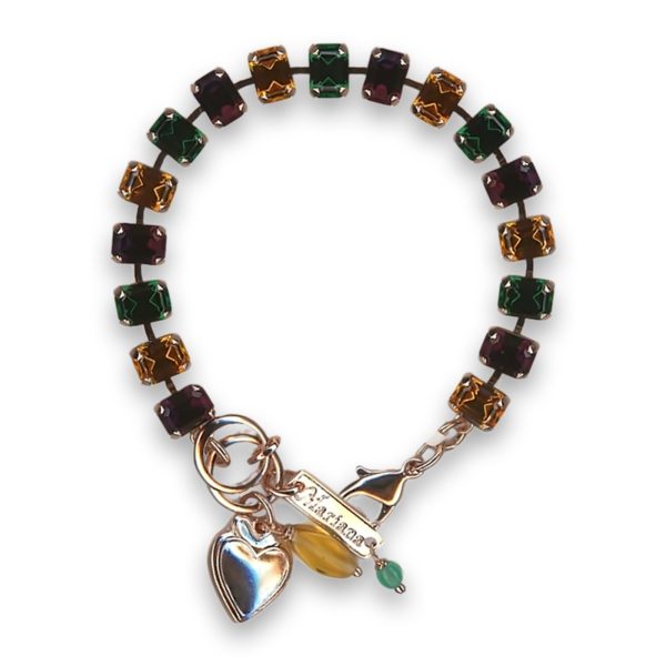 Bracelet by Mariana Woman Elegant Burgundy and Emerald Swarovski Crystals