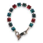 Bracelet by Mariana Woman Gorgeous Abalone Shell Mineral and Red Swarovski Crystals - Image 3