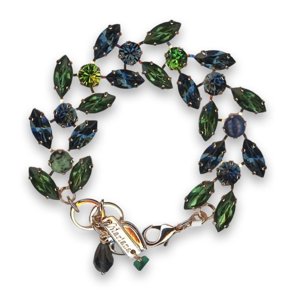 Bracelet by Mariana Woman Luxurious Sodalite Mineral and Green Swarovski Crystals